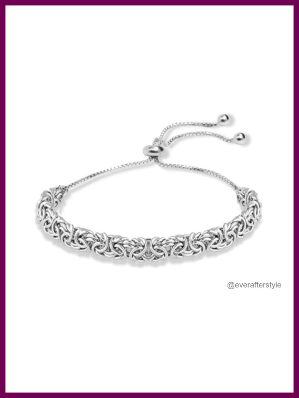 925 Sterling Silver Byzantine Bolo Bracelet Adjustable Chain for Women